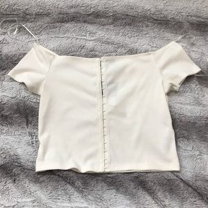 TOP SHOP White off the shoulder shirt
